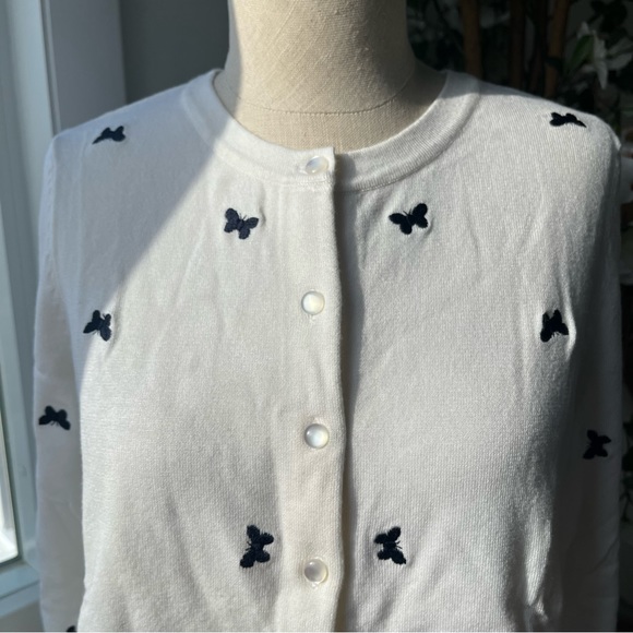 NWT Charter Club Embroidered Butterfly Cardigan, Size PL - Picture 6 of 12